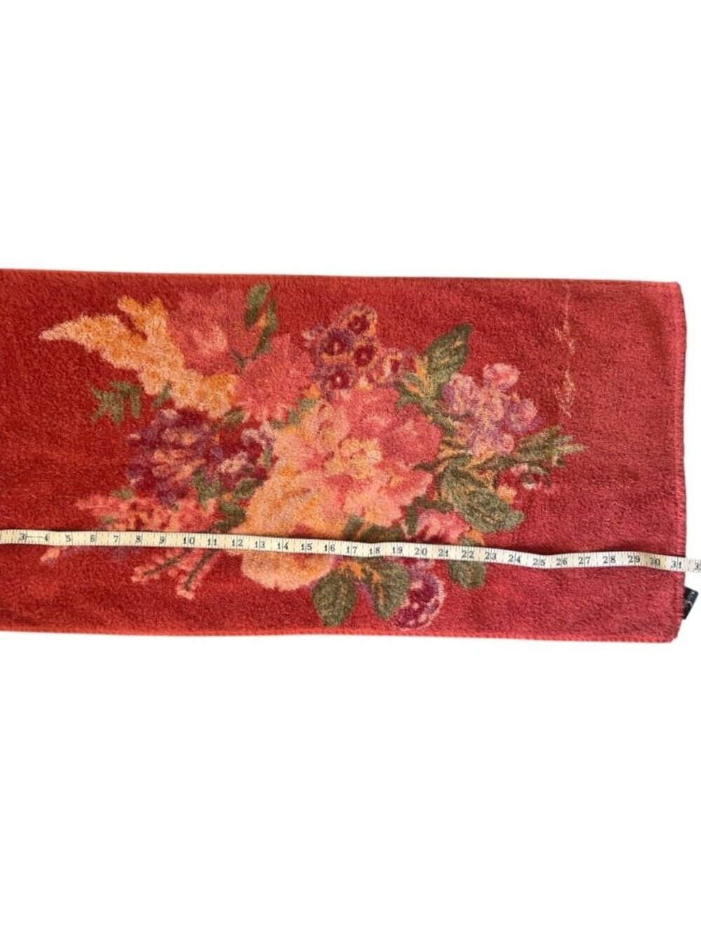 Ralph Lauren Signed Kathleen Hand Towels Yellow Rust Floral Shabby Cottage Roses - Picture 6 of 9